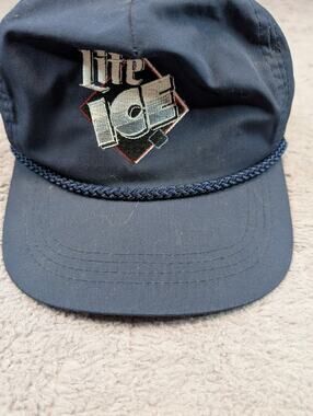 Vintage Miller Lite Ice Adjustable Cap w/ Embroidered Logo - One Size